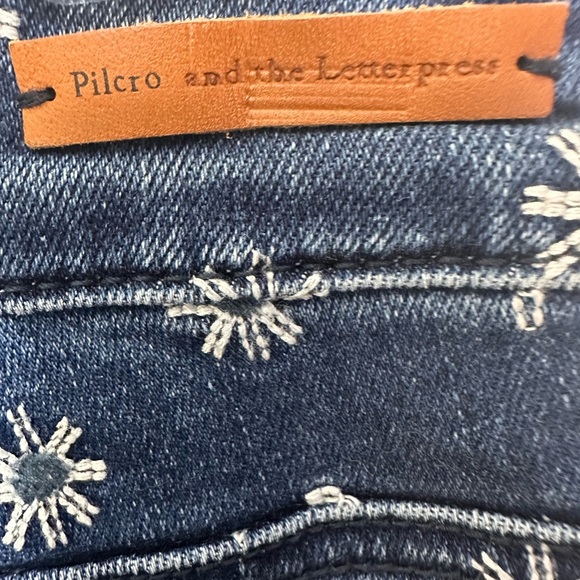 Pilcro Anthropologie Embroidered High-Rise Bootcut Denim Jeans Size 27 - Picture 2 of 7